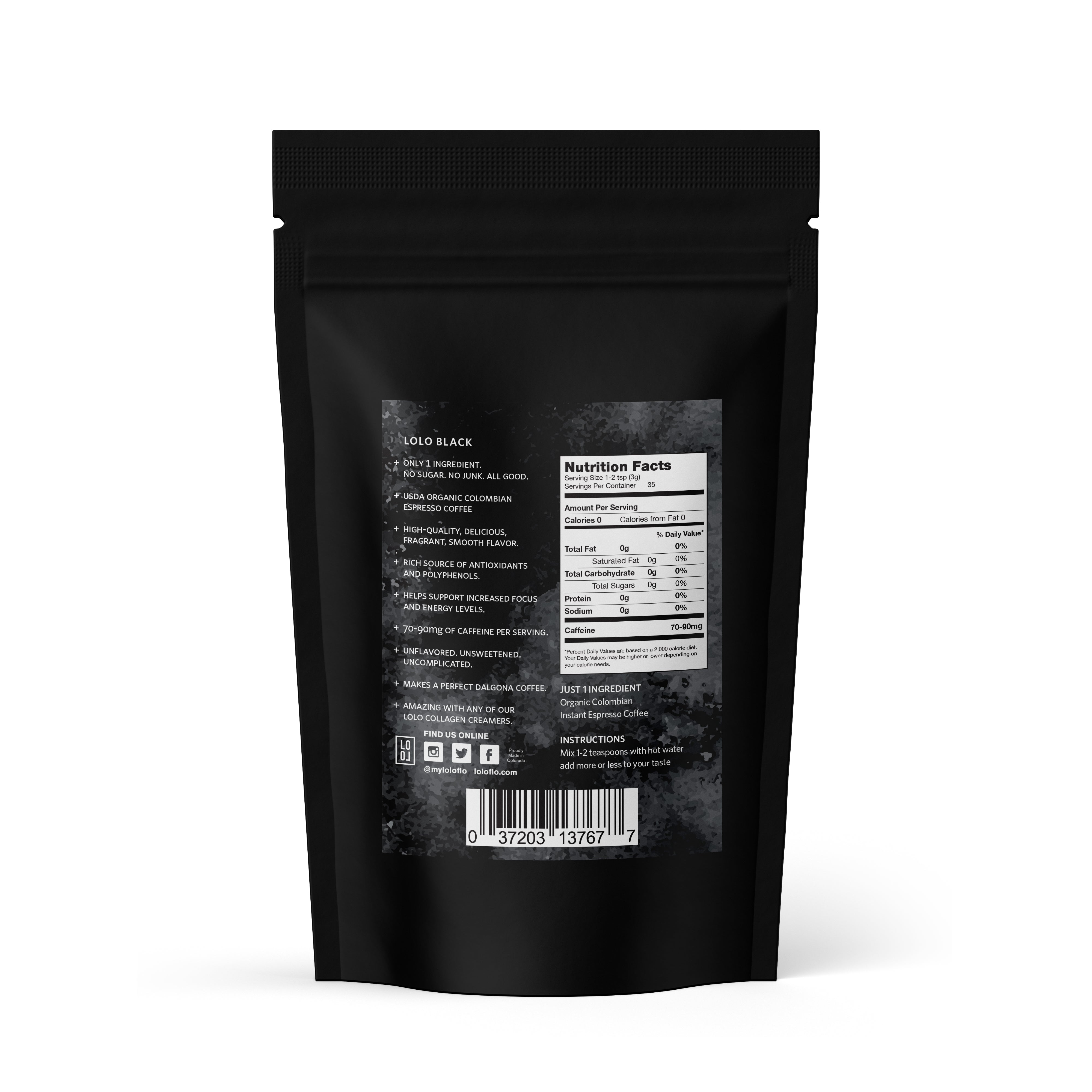 LoLo BLACK - Organic Instant Espresso Coffee - LoLo Life